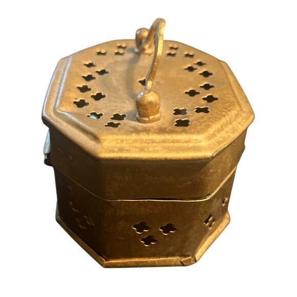 Vtg Brass Octagonal Cricket Trinket Incense Footed Box India - Picture 4 of 6